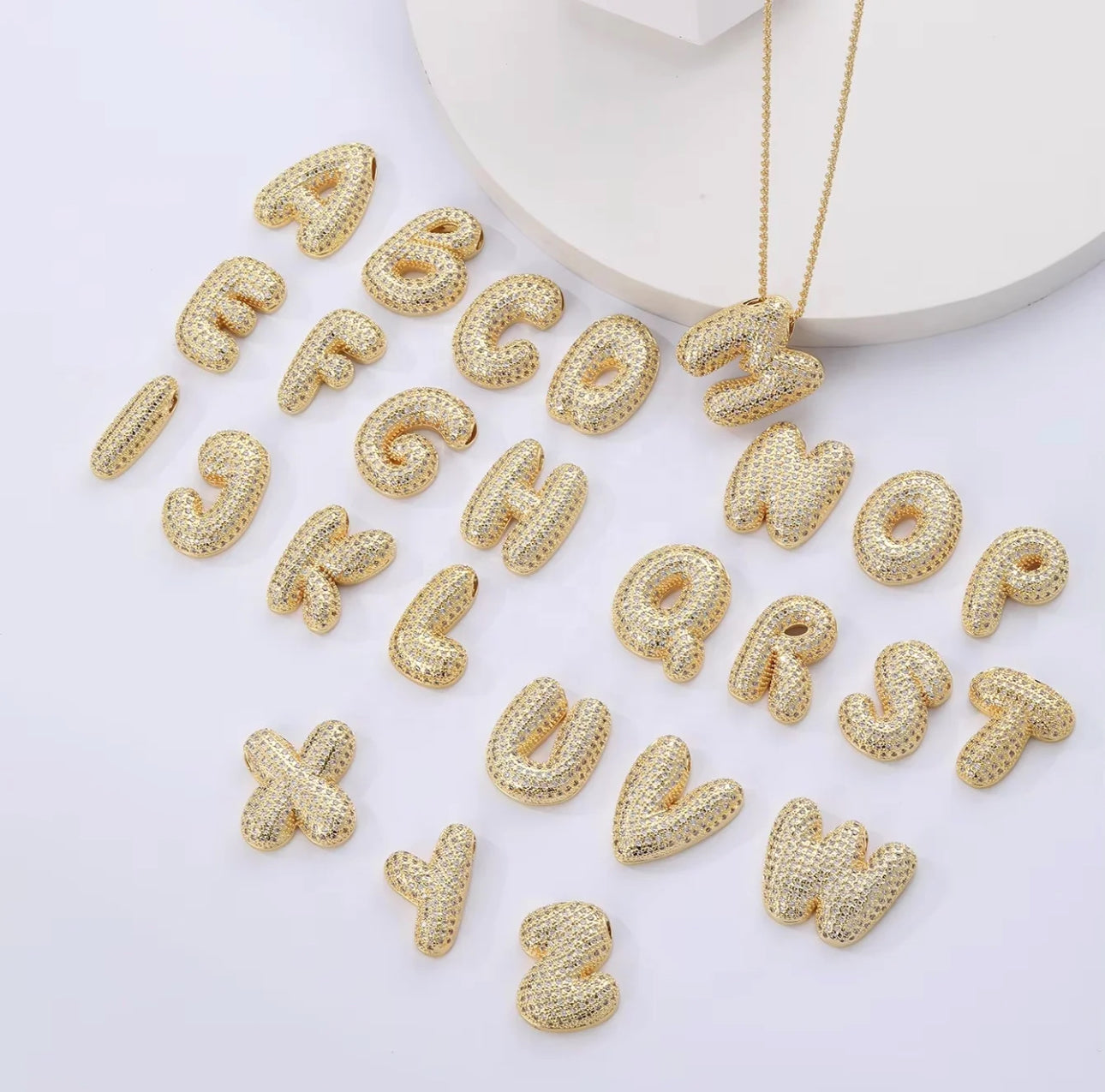 ICY Bubble Letter Initial Necklace|pre order