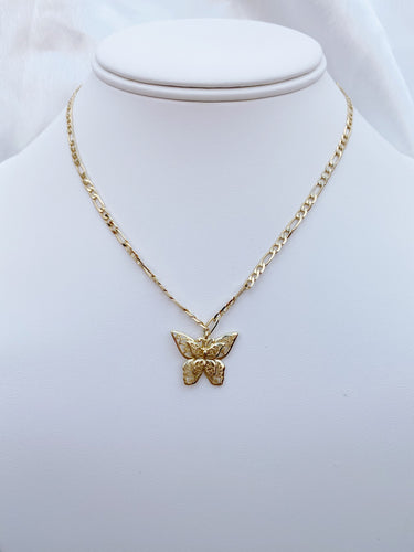 Gold Butterfly Figaro necklace