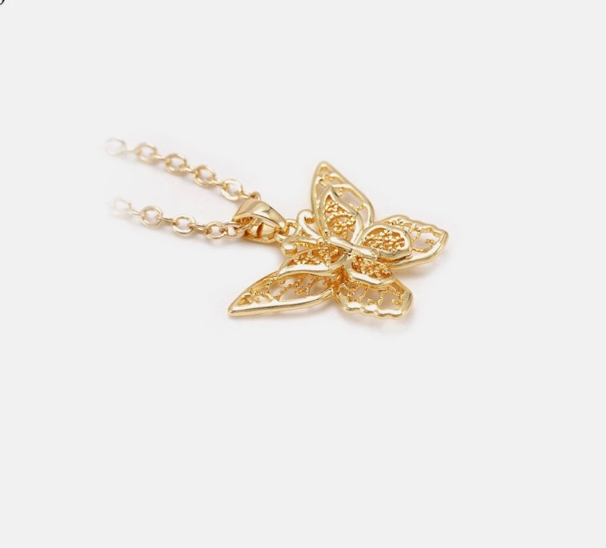 Gold Butterfly Figaro necklace